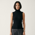 Blusa de Tejido Acanalado con Cuello Alto y Sin Mangas E 595