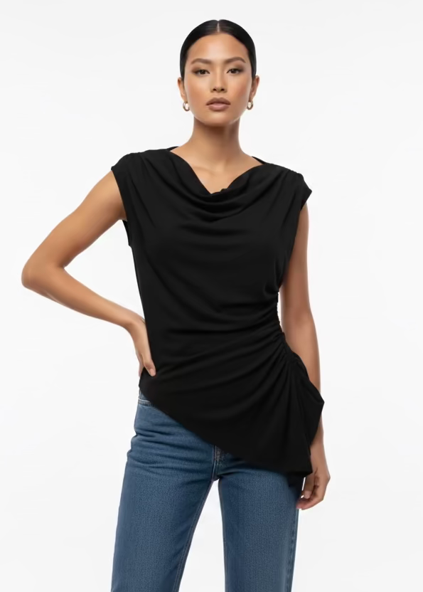 Blusa ajustada drapeado lateral F 133