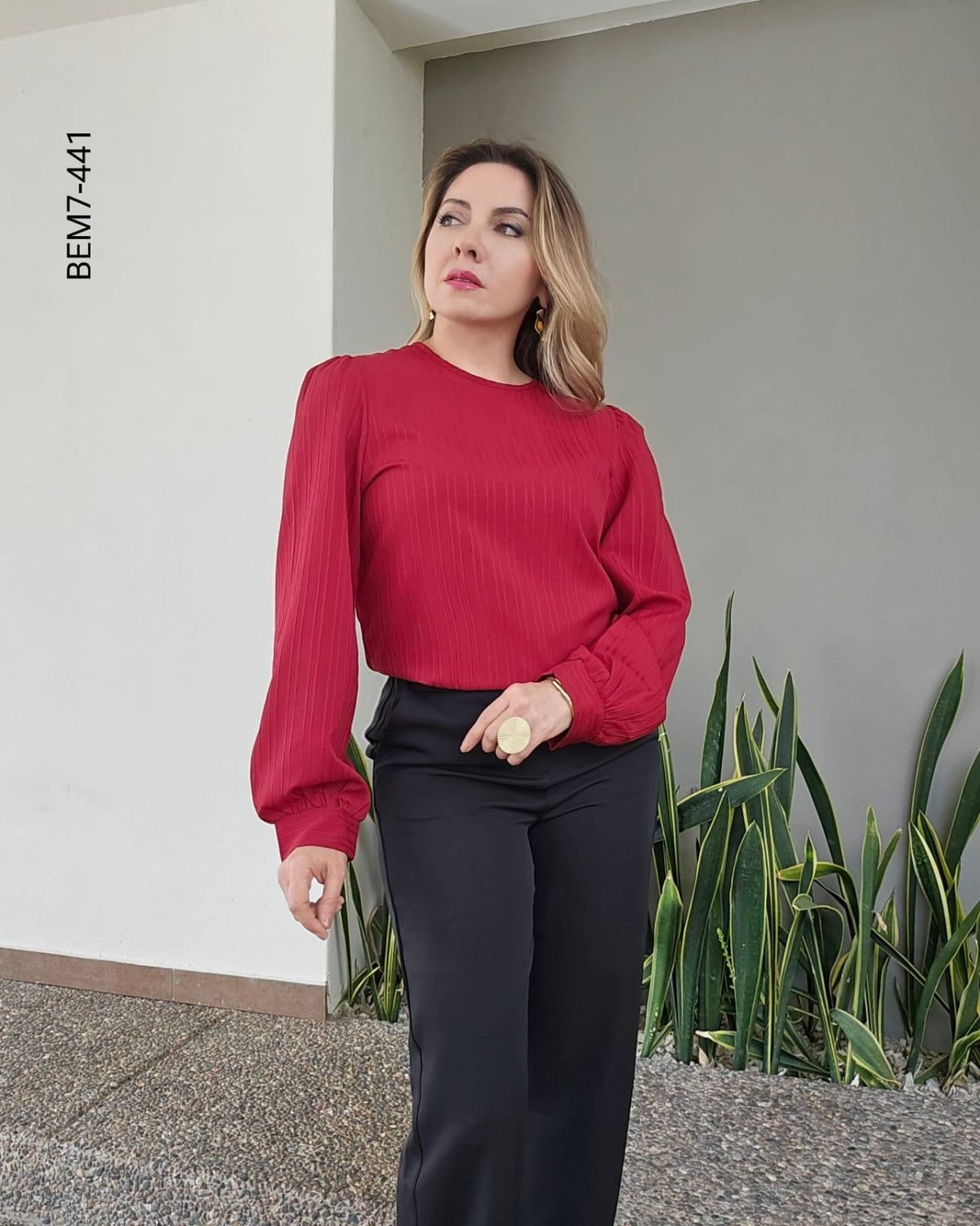 Blusa manga larga con mangas abullonadas G 441
