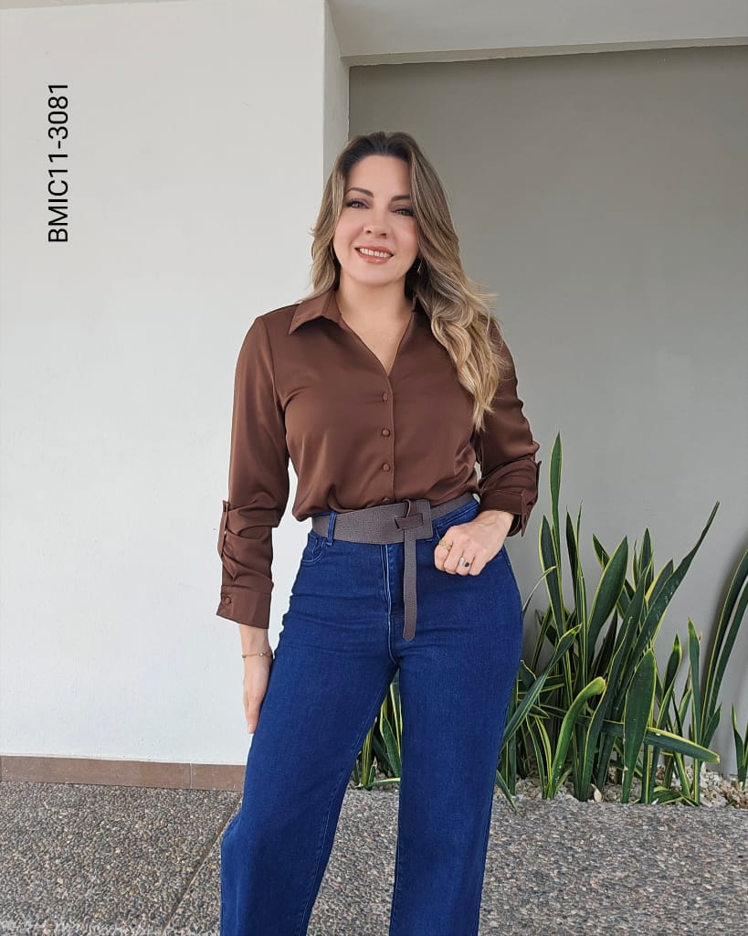 Blusa manga larga satinada K 3081