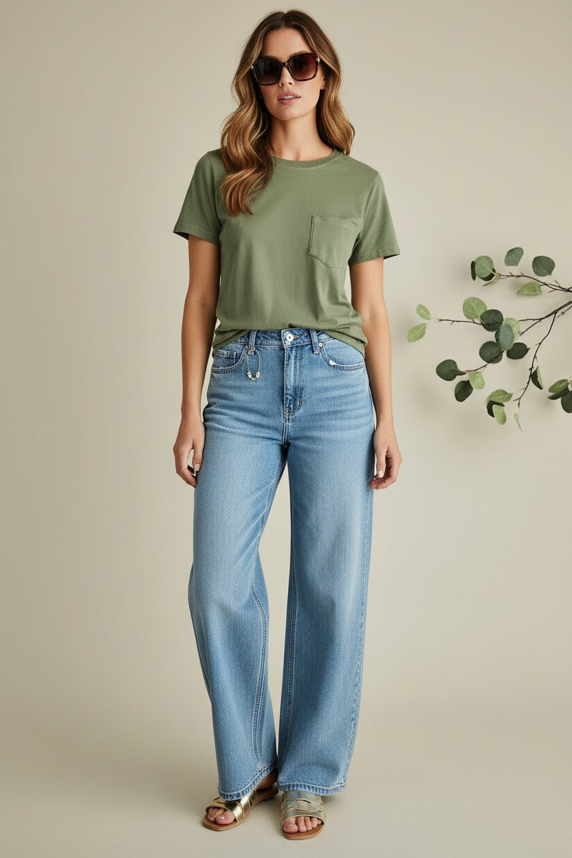 Blusa corte recto cuello redondo D 973