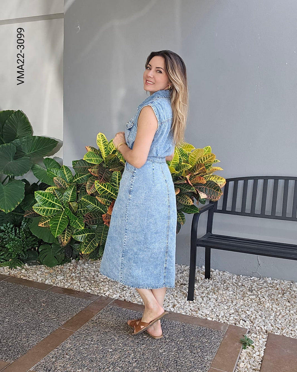 Vestido camisero en mezclilla azul camisero V 3099