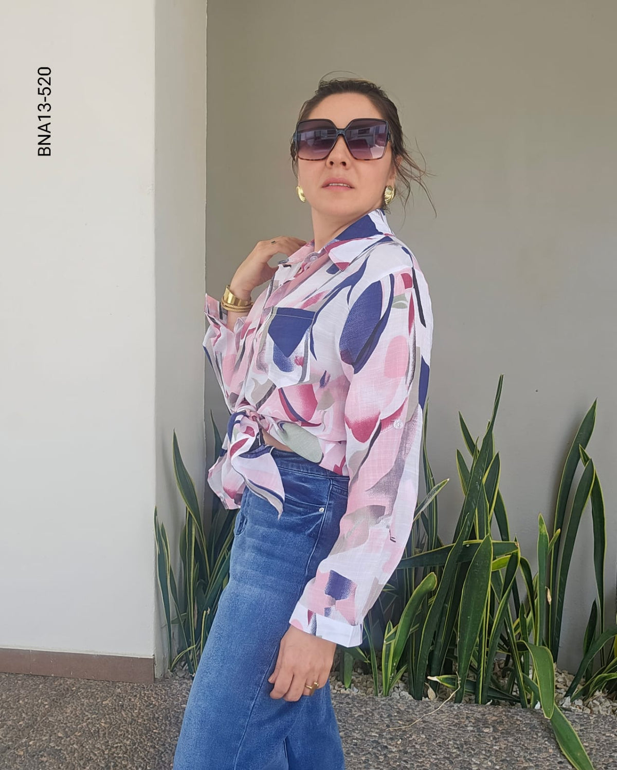 Blusa oversized estampado abstracto M 520