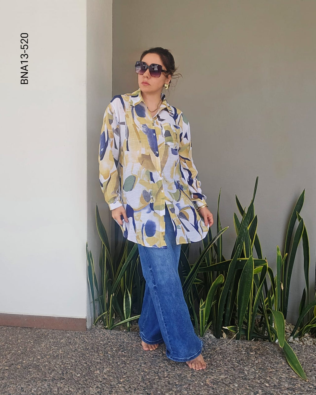 Blusa oversized estampado abstracto M 520