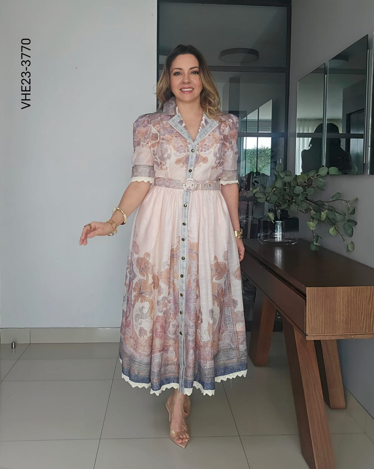 Vestido camisero midi con cinturón W 4770