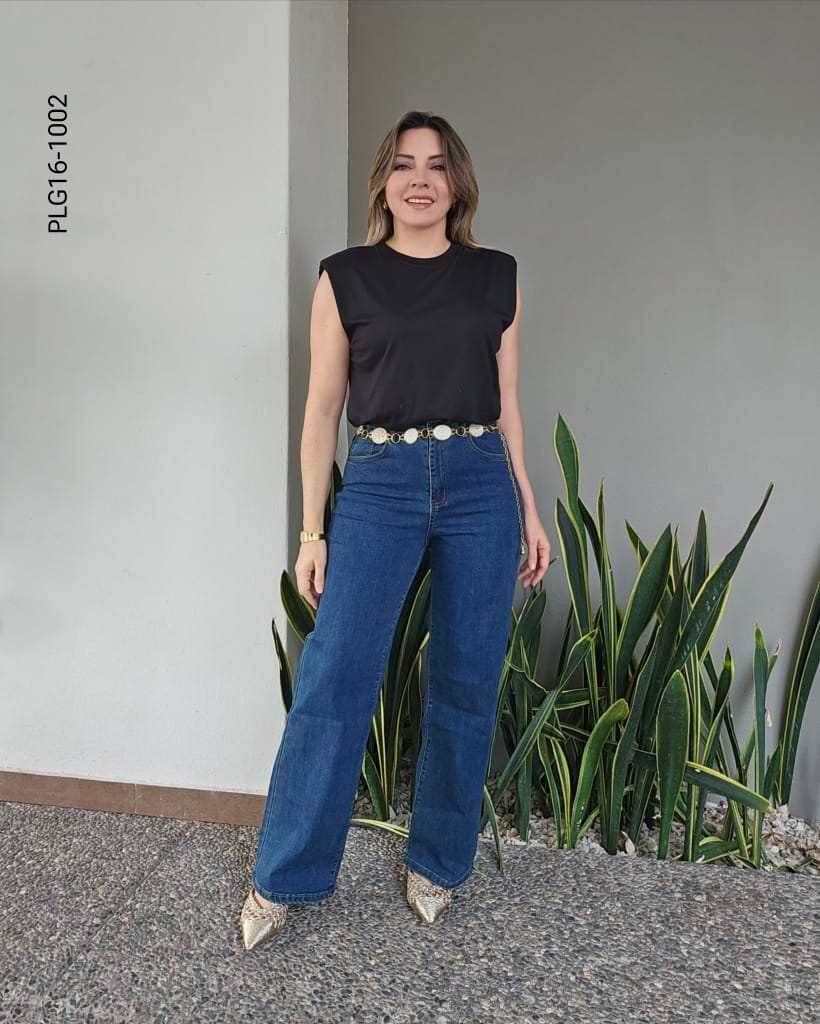 Pantalón de mezclilla wide leg con tiro alto P 1002