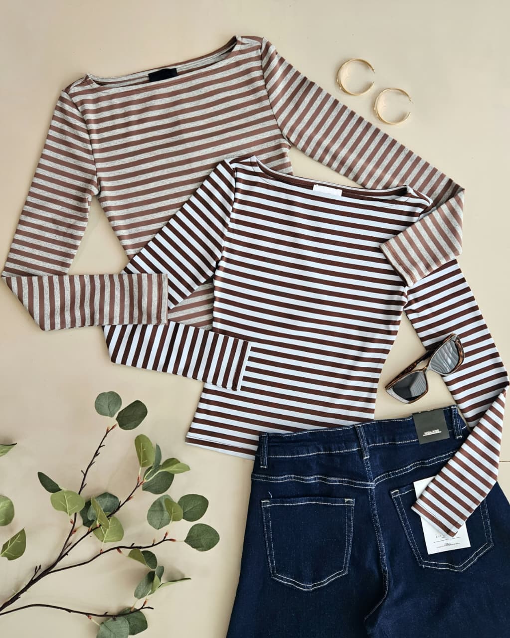 Blusa ajustada escote barco a rayas G 2355