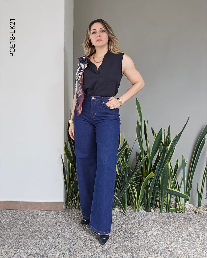 Pantalón de mezclilla wide leg R LK21
