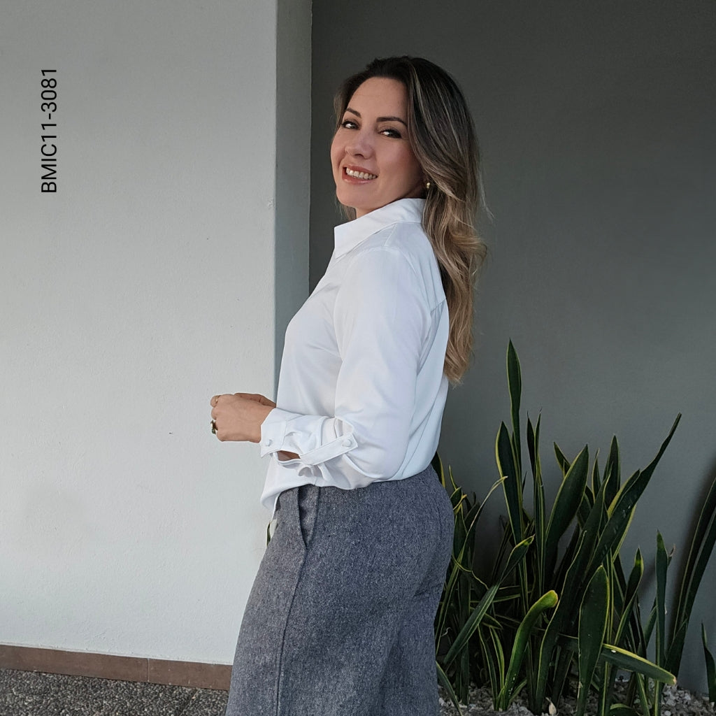 Blusa manga larga satinada K 3081